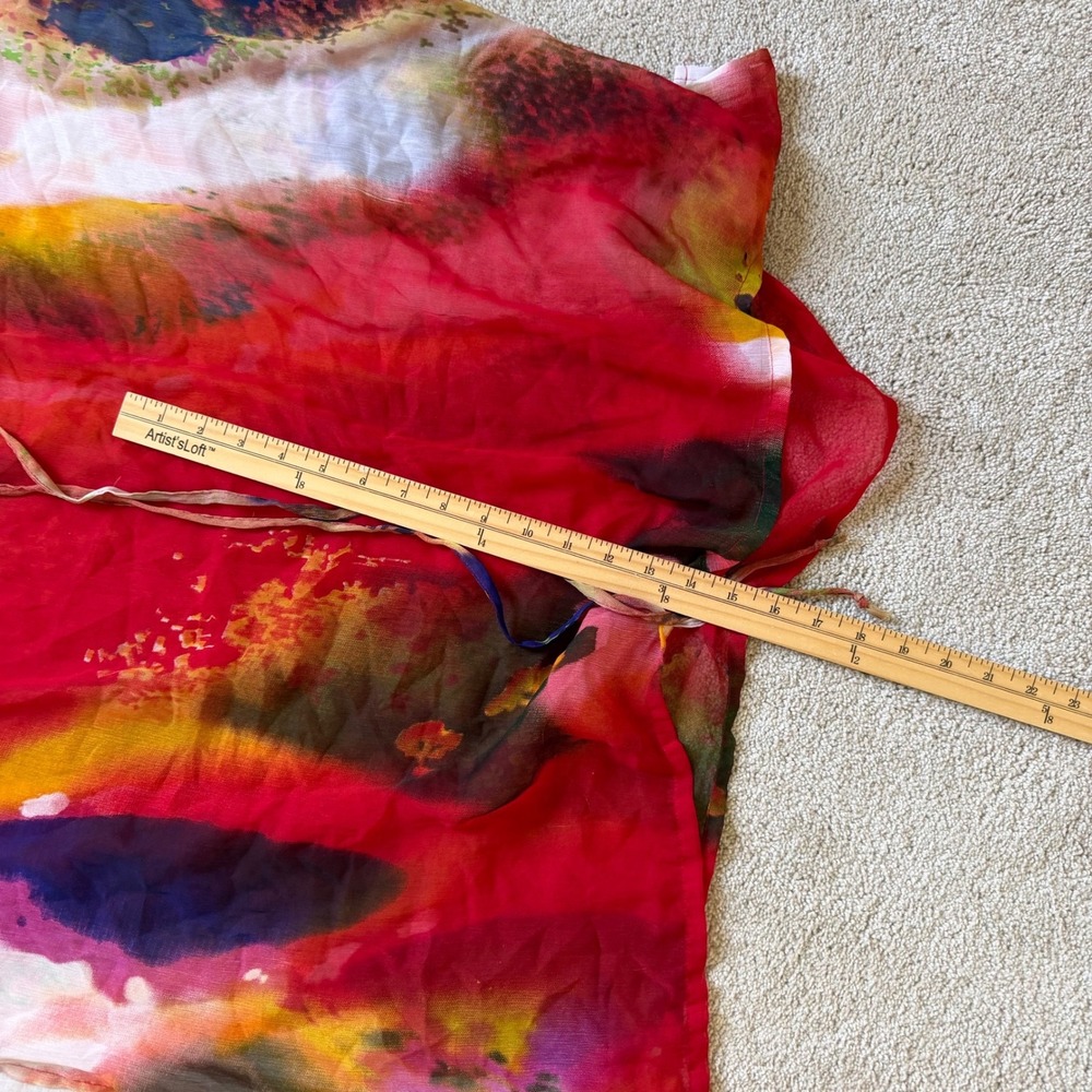 Michael Stars Pastel Gardens Coverup Kaftan Red Abstract Watercolor MS20955 OS - Picture 7 of 9